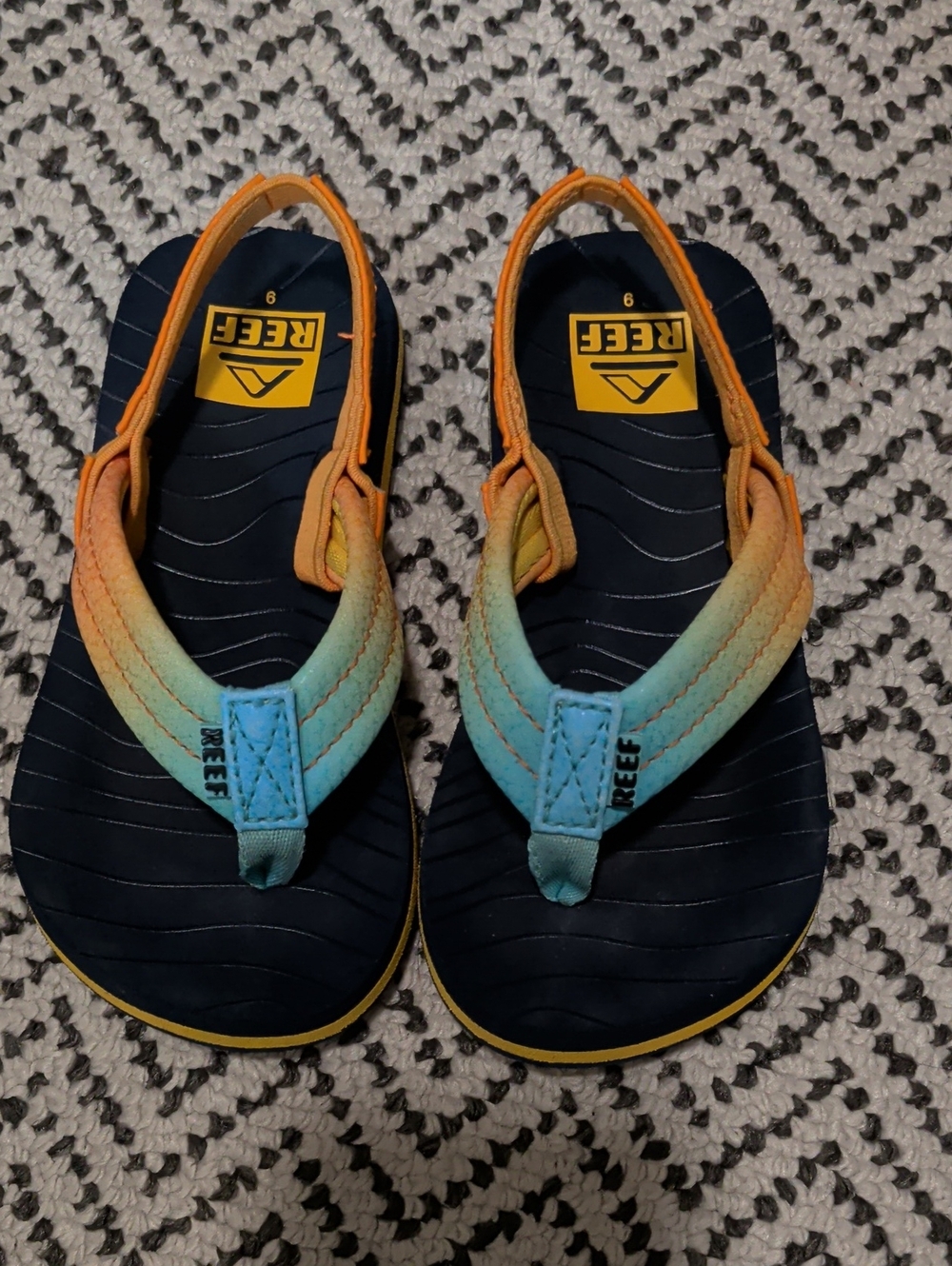 Reef Ombre Blue to Orange Padded Strap Flip Flops